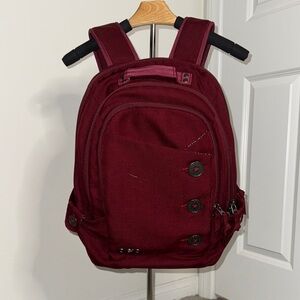 Stylish Ogio Burgundy Backpack with Button Accents